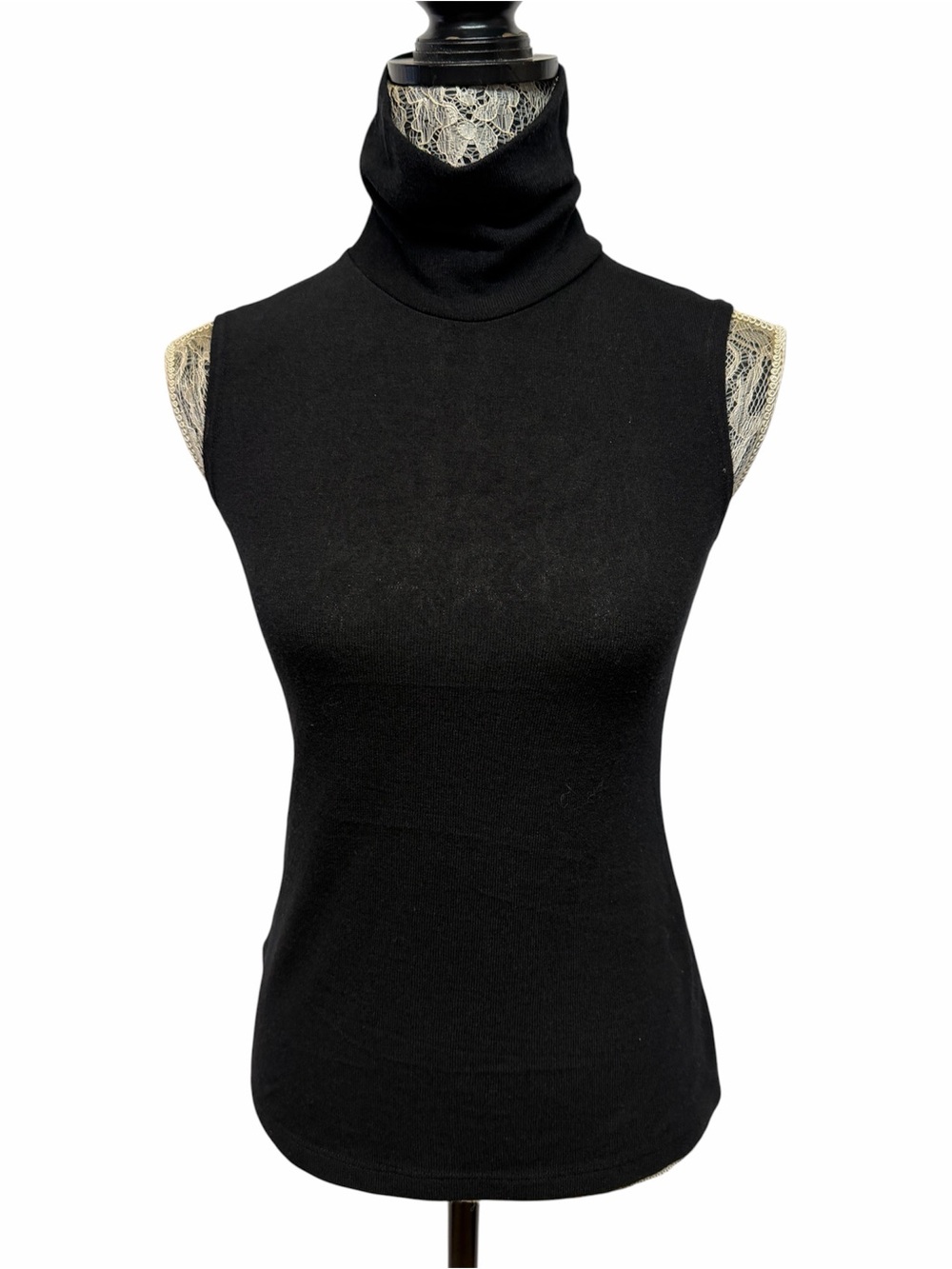 579 Women’s S Black Sleeveless Turtleneck Knit Top Stretch